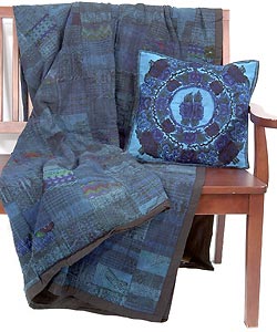 Vivid Blue Quilt/ Pillowcase Set (Guatemala)