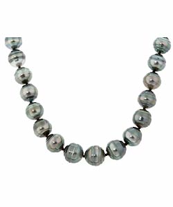 14k Gold Black Cultured Tahitian Pearl Necklace (8-10 mm/ 18 in)