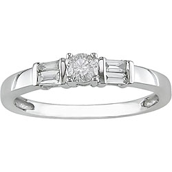 14k White Gold 1/4ct TDW Round Diamond Three-Stone Ring (G-H/ I1-I2)