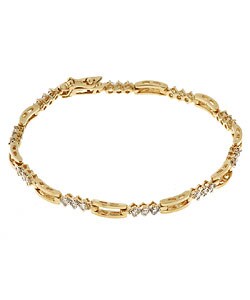 14k Yellow Gold 1ct Diamond 3-stone Link Bracelet
