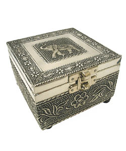 Embossed Elephant Jewelry Box (India)