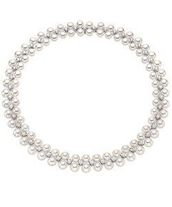 18k White Gold Diamond Akoya Pearl Necklace 5.99 TW (7.5-8.5mm)