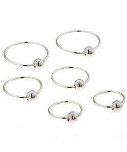 Sterling Silver Ball Hoop 3-pair Earring Set