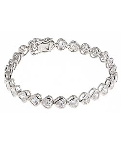 Sterling Silver CZ Heart Bracelet