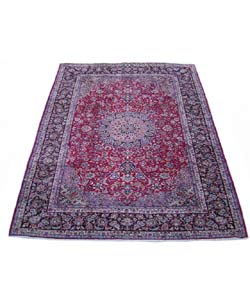 Esfahan Hand-knotted Red/Black Rug - 9'9 x 13'1 (Iran)