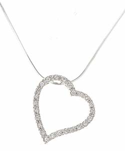 Sterling Silver CZ Floating Heart Pendant
