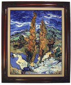 Van Gogh - Poplars on a Hill Framed Canvas