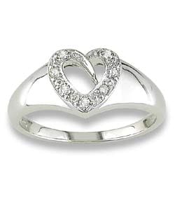 14k White Gold Diamond Heart Ring