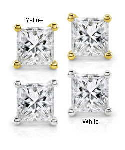 14k Gold 1 1/2ct TDW Princess-cut Traditional Diamond Stud Earrings (H-I, I1-I2)