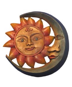 Great Wood Sun and Moon wall hanging