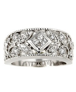 Antique Design Sterling Silver CZ Ring