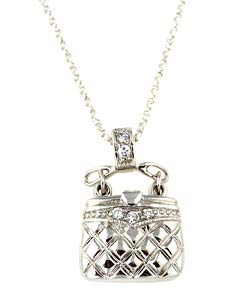 Sterling Silver CZ Purse Locket  Pendant