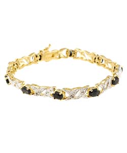 Gold over Sterling Silver Sapphire Diamond Bracelet