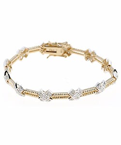 24-kt. Gold over Silver Two-tone CZ Bracelet