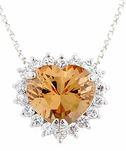 Sterling Silver Champagne CZ Heart Pendant