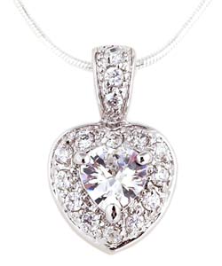 Sterling Silver CZ Heart Pendant