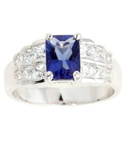 Sterling Silver Blue   White CZ Ring