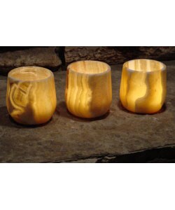 Set of 3 Pear Alabaster Votives (Egypt)