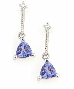 14k White Gold Tanzanite and Diamond Earrings