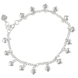 Sterling Silver Heart Charm Anklet