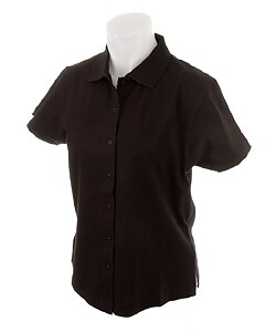 SDI Katie Black Full Button Polo Shirt
