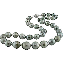 14k White Gold Cultured Tahitian Pearl Necklace (8-9.5 mm/18-inch)