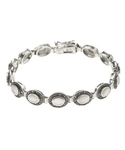Sterling Silver Marcasite Mother of Pearl Bracelet