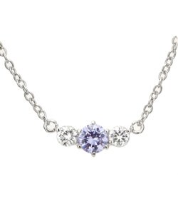 Sterling Silver Clear and Lavender CZ Pendant