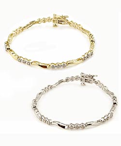 14k Gold Twisted-link 3-stone 1/2ct Diamond Bracelet (K, I2)