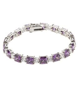Sterling Silver Amethyst and CZ Bracelet