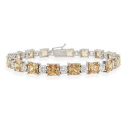 Icz Stonez Sterling Silver Champagne CZ Bracelet