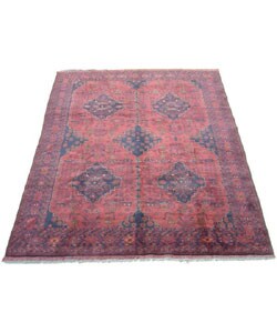 Afghani Khal Mohammadi Rust/Black Rug (6'8 x 9'4)