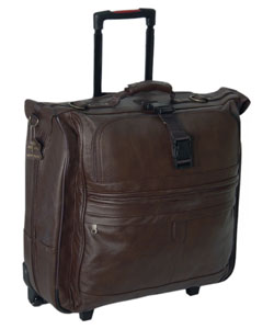Chestnut Brown Leather Rolling Garment Bag