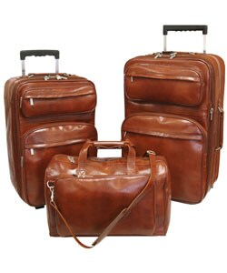 Brown Leather 3-piece Traveler Set