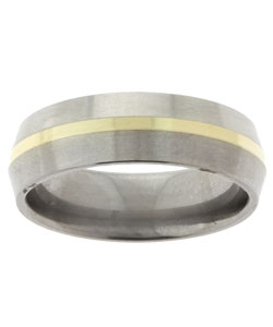 Men's Titanium & 14k Gold Beveled Band