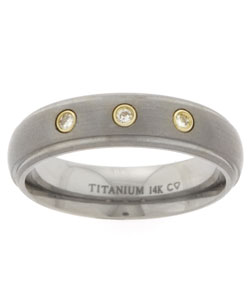14k Gold Titanium 1/10ct TDW Round Diamond Band (H-I, I2)