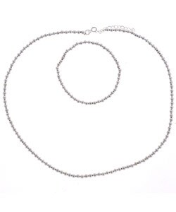 Sterling Silver Bead Necklace Bracelet Earring Set