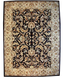 Hand-tufted Isphan Black/Beige Wool Rug (8' x 11')