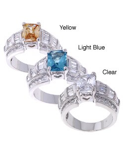 Rhodium-plated Sterling Silver CZ Fashion Ring