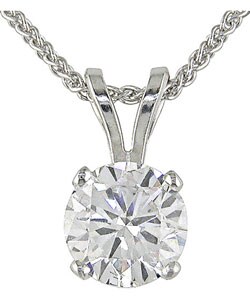 14k White Gold Round 1ct Diamond Solitaire Pendant