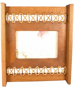 Teak Wood and Rattan Picture Frame (4 in. x 6 in.)