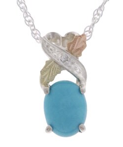 Black Hills Gold 14-kt. & Silver Turquoise Diamond Pendant