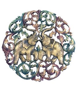 Elephants Teak Wood Wall Hanging