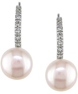 14k White Gold Diamond Pink FW Pearl Earrings (Case of 3)