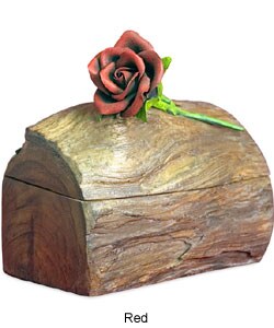 Teak Wood Jewelry Box with Mounted Rose