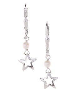 Sterling Silver & Pearl Star Charm Earrings