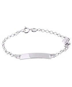 Sterling Silver Baby ID Tag Bear Bracelet