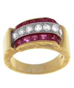 14k Yellow Gold Diamond Ruby Estate Ring