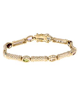 Glitzy Rocks 18k Gold over Silver Multi Gemstone Bracelet