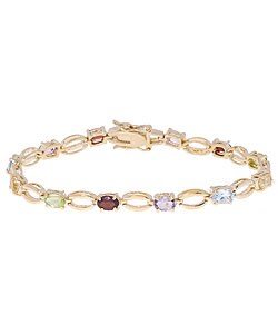 18k Gold on Silver Genuine Gemstone Bracelet